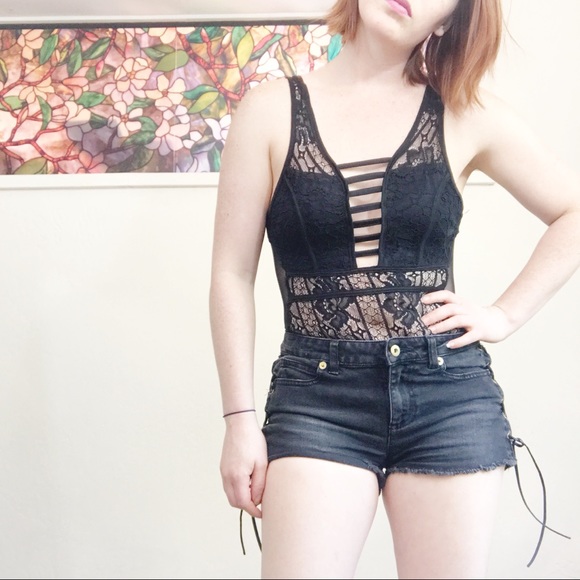 Haute Monde Tops - Haute Monde | Black Lace Bodysuit